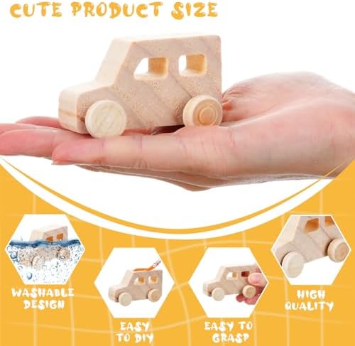 Beeveer 20 Pcs Unfinished Wooden Cars DIY Toys, Paintable Wood Toy Cars Crafts to Paint for Students Home Activities Family Time Handicraft Projects Party Favors - Image 2