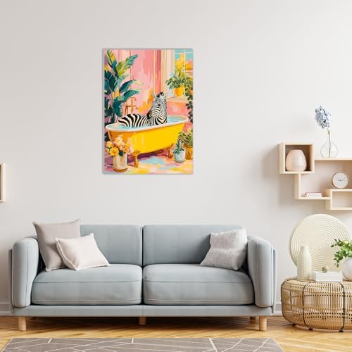 MAXBYE Framed Paint by Numbers Kit for Adults, Zebra in Bathtub Canvas Painting by Number with Wooden Easel, DIY Acrylic Craft Art Kits with Tools for Beginners Gift Home Wall Decor 10×14 in - Image 4