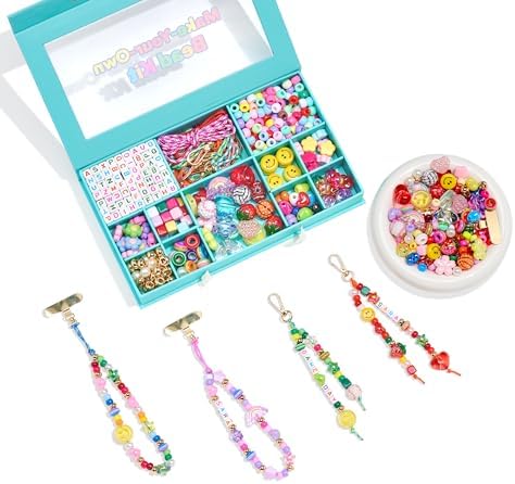 MINIMISSMIANYC DIY Keychain Making Kit for Women，Acrylic Heart Star Flower Letter Alphabet Baseball Pony Beads Phone Bag Charm Bead Kit Art Carft Jewelry Making Kit by MINIMISSMIANYC