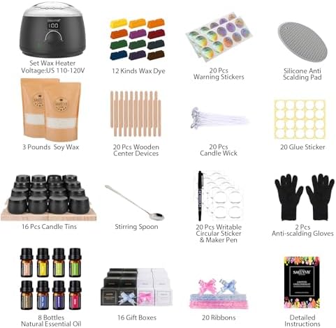 SAEUYVB Candle Making Kit for Adults with Hot Plate, DIY Starter Soy Candle Making Supplies/Kit - Perfect as Home Decorations（Black） - Image 2