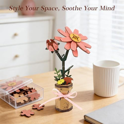 BUSOHA 3D Wooden Flower Puzzle for Adults - Daisy DIY Craft Kit - Image 7