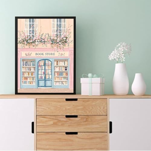 Eiazuiks Stamping Cross Stitch Kit, Bookstore Counting Cross Stitch Kit for Adult Beginners, Full Line DIY Stitching Kit for Home Decor Cross Stitch Patterns 12x16 inches - Image 2