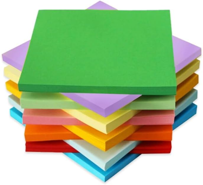 100 Sheets Origami Paper, 10 Colors Double Sided Perfect 6x6 Size for All Ages, Fold 6 Inch Squares for Beginner by PHIMOTA