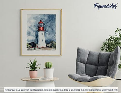 Figured'Art Paint by Numbers for Adults Lighthouse Under a Cloudy Sky 16"x20" - Craft Art Painting DIY Kit Rolled Canvas Without Frame - Image 4