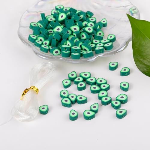 100pcs Green Avocado Polymer Clay Spacer Beads for Women Jewelry Making DIY Bracelet Necklace Hair Clip Accessories (Avocado) - Image 3