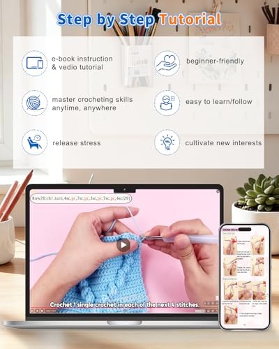 Coopay Crochet Kit for Beginners, 3D Heart Granny Square Blanket Kit, Set B - Image 2