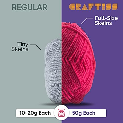 CRAFTISS 12x1.75 Oz Acrylic Yarn Skeins - 1300 Yards of Soft Yarn for Crocheting and Knitting Craft Project, Assorted Starter Crochet Bulk Kit for Adults and Kids - Image 2