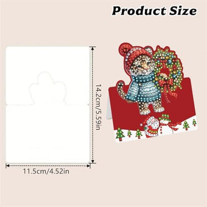 6 Pcs DIY Christmas Animal Diamond Art Painting Greeting Cards with Envelopes, Special Shaped Gem Postcards Kit for Adults, Xmas Holiday Gifts Stocking Stuffers Winter Decor (Mouse Tiger Deer Cat Dog) - Image 2