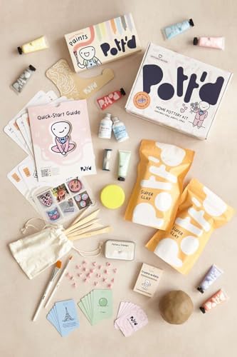 Pott'd Air Dry Clay for Adults Date Night Special Edition. Beginners Home Pottery Kit. DIY Craft Kit for Adults. Kit Includes: Air-Dry Clay, Tools, Paints, Brushes, Sealant, How-to-Guides - Image 2