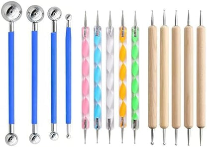 14Pcs Ball Stylus Pottery Tool Set, Blue Embossing Tool, Dual-Ended Multi-Size Clay Sculpting Dotting Tools, Professional Modeling Tools for Pottery, Polymer Clay, Nail Art, Fondant & DIY Crafts - Image 6