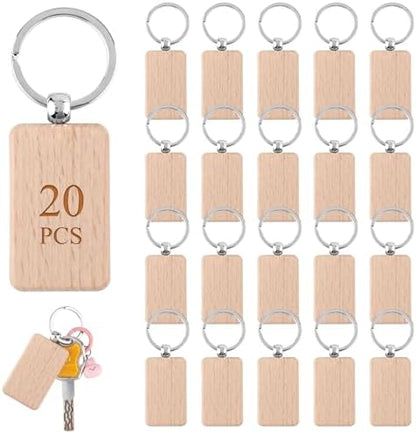 PineHaven Blank Wooden Key Chain, Rectangle Wood Keychain Blanks,Unfinished Wood Key Ring Wooden Engraving Blank Keys Tags by Unknown