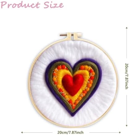 CaptainCrafts Needle Felting Kit, Wool Felt Supplies, Embroidery Hoops, Wool Painting Tools Needle Felting Starter Kit for DIY Decoration (Love Heart) - Image 2