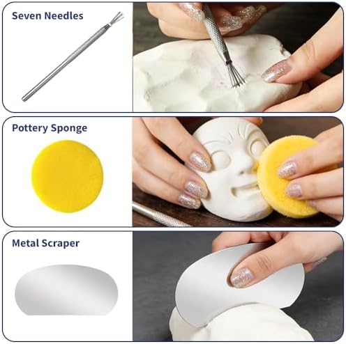 OSBANG Air Dry Clay Glaze and Tools Kit, 100ml Gloss Clear Varnish with 29-Piece Clay Sculpting Set, Protective Top Coat for Polymer Clay and Acrylic Paintings, for Crafting and DIY Projects - Image 6