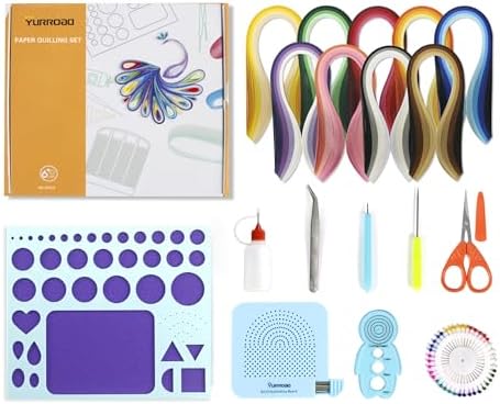 YURROAD Beginner Paper Quilling Kit with 5mm Strips in 36 Colors and Tools by YURROAD