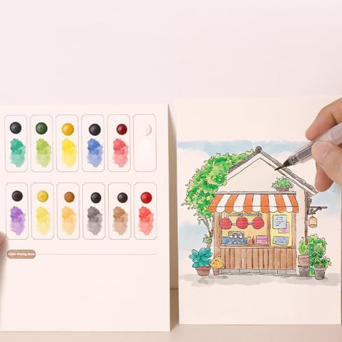 RGBMIX Watercolor Coloring Book for Adults Stress Relief Foldable Painting Pad with 24-Color Paint (Quiet Time) - Image 3
