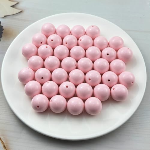 40pcs Acrylic Round Beads for Crafts 20mm Resin Candy Color Spacer Beads with Hole for Jewelry Making Sewing Crafts Decoration Necklaces Bracelets Earrings Supplies(Light Pink) - Image 2