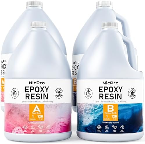Nicpro 4 Gallon Crystal Clear Epoxy Resin Kit, Not Yellowing Resin by Nicpro