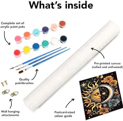 Celestial Body Paint by Numbers Kit for Adults Beginner with Framed,Sun and Moon Easy Adult Paint by Number Kits on Canvas DIY Painting for Beginners Art by Numbers for Home Wall Decor 10x12 Inch - Image 6
