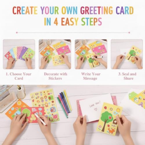 Outus 15 Pcs Card Making Kits for Kids, Handmade DIY Greeting Cards - Image 3