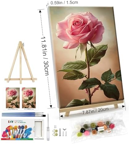 ATDMS Paint by Numbers Kit for Adults with Easel Flowers Paint by Number with Frame DIY Floral Paint by Number with Easel Adult Paint by Number Kits on Canvas Framed for Home Wall Decor 8x12 Inch - Image 5