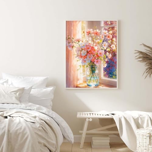 Alptiny Beautiful Flower Paint by Numbers Kit for Adults Beginner, Vase Plants Paint by Number Kits on Canvas, Floral Oil Painting Kit for Home Decor or Gift - 16x20 Inch - Image 4