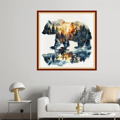 Joyhoor Cross Stitch Kits for Beginners Stamped Cross-Stitch Supplies Needlework preprint Embroidery Kits for Adults DIY Needlepoint Kit Embroidery Patterns 11CT-Abstract Forest Bear 18x18 inch - Image 2