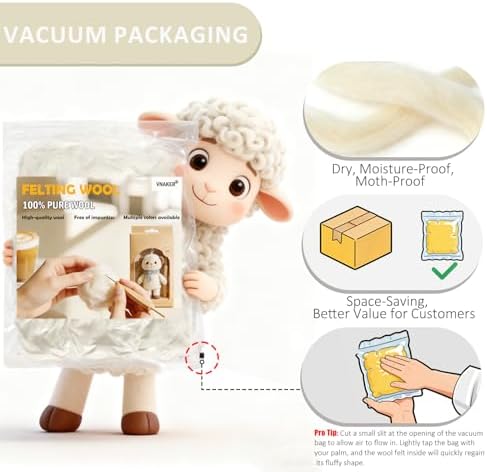 3.4oz Needle Felting Wool Coconut Milk for DIY Needle Craft Enthusiasts - Image 5