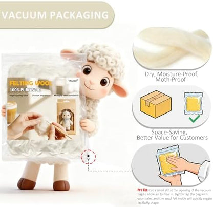 3.4oz Needle Felting Wool Coconut Milk for DIY Needle Craft Enthusiasts - Image 5