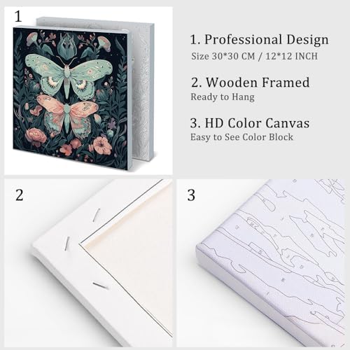 Natuyalo Framed Paint by Numbers on Canvas Butterflies in Jungle Acrylic Paint by Numbers Kits for Adults Beginner Animals Pictures Painting Kits Ideal Gift Home Wall Decor 12x12 Inch - Image 4