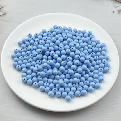 300pcs Acrylic Round Beads for Crafts 8mm Resin Candy Color Spacer Beads with Hole for Jewelry Making Sewing Crafts Decoration Necklaces Bracelets Earrings Supplies(Blue) - Image 2