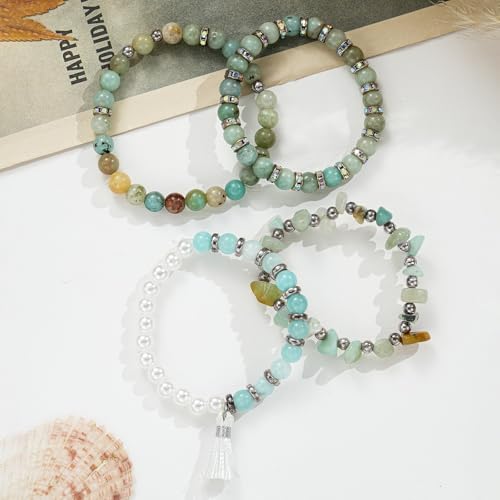 Xyliise Bracelet Making Kit Natürliche Perlen Set for Adults Beads for Bracelets Silver Jewelry Making Supplies DIY Jewelry Necklace Earrings (CZ006-Amazonite) - Image 6