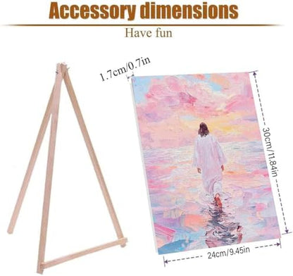 Jesus Paint by Numbers Kit for Adults Framed Canvas, with Wooden Easel - Image 5