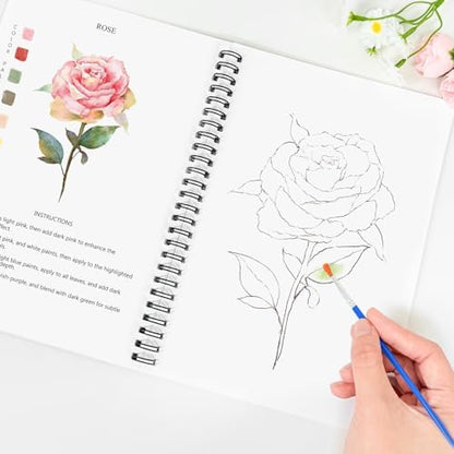 Watercolor Workbooks Plants, 15 Beautiful Paintings for Water Color Book Adult, Watercolor Coloring Book for Beginners, Watercolor Workbook for Adults Teens (Without Palette, Plants) - Image 5