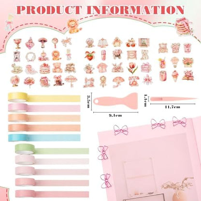 FunooFuno 155 Pcs Scrapbooking Supplies Kit with Storage Box, Coquette - Image 6