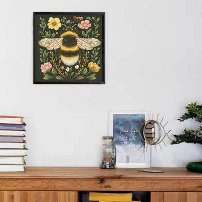 FREEBLOSS 11CT Stamped Cross Stitch Kit for Adults Beginners with Instructions Bees and Floral Pattern Cross Stitch Wall Hanging Kit Embroidery Wall Art Decoration No Frame 18x18in - Image 6