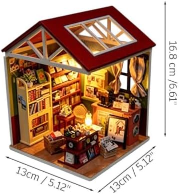 DIY Miniature House Kit with LED Light and Dust Cover, 3D Wooden Dollhouse Assembly Model Building Kit for Adults Teens, Creative Craft Project, Bookshelf Decor and Birthday Gift (Bubble Bath) - Image 7