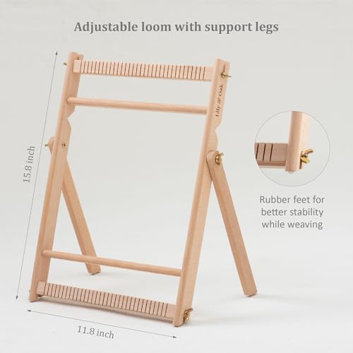 Lily & Oak Weaving Loom for Adults & Kids - Weaving Loom Kit | Beginner-Friendly Table Loom & Lap Loom with Yarn, Tools & Instructions | Wooden Loom for Multicraft Projects (15.8 x 11.8 inches) - Image 3