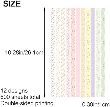 600 Sheets Paper Star Strips for DIY Hand Art Crafts, Double-Sided Printing Origami Paper for Star Jar, Wish Bottles, Home Decoration (Fruits) - Image 2