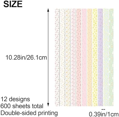 600 Sheets Paper Star Strips for DIY Hand Art Crafts, Double-Sided Printing Origami Paper for Star Jar, Wish Bottles, Home Decoration (Fruits) - Image 2