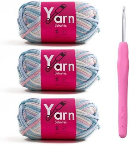Beginner Yarn for Crocheting Cotton Crochet Yarn #4 Clouds by Sekafris