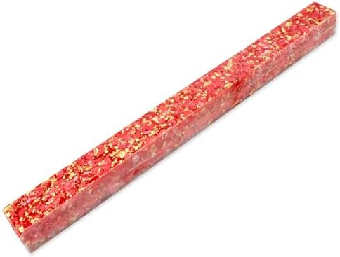 Legacy Premium Resin Project Blank - 1 1/2" x 19" Long - Red with Gold Flakes, For Pen and Project Kits, Woodturning and Crafts by LegacyWoodturning