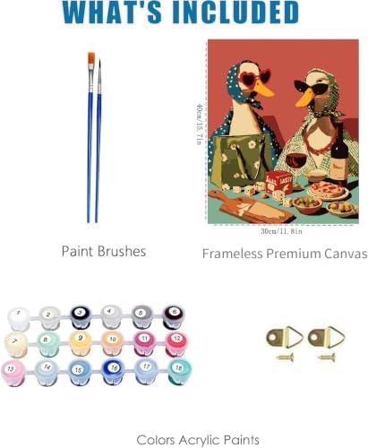 Party Duck Paint by Numbers Kit for Adults Framed Canvas, Frameworkless - Image 3