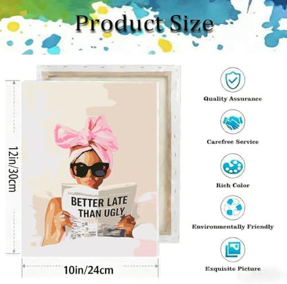 Woman Paint by Numbers Kit for Adults,Trendy Paint by Number With Frame - Image 3