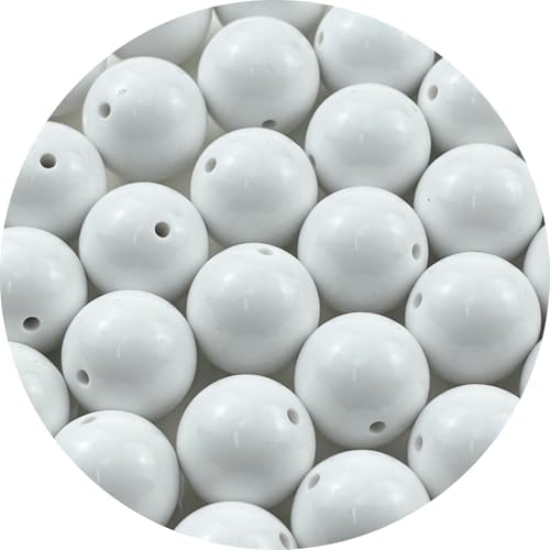 40pcs Acrylic Round Beads for Crafts 20mm Resin Candy Color Spacer Beads with Hole for Jewelry Making Sewing Crafts Decoration Necklaces Bracelets Earrings Supplies(White) by Unknown