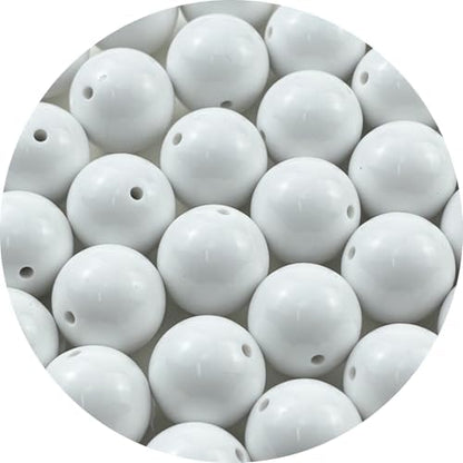 40pcs Acrylic Round Beads for Crafts 20mm Resin Candy Color Spacer Beads with Hole for Jewelry Making Sewing Crafts Decoration Necklaces Bracelets Earrings Supplies(White) by Unknown
