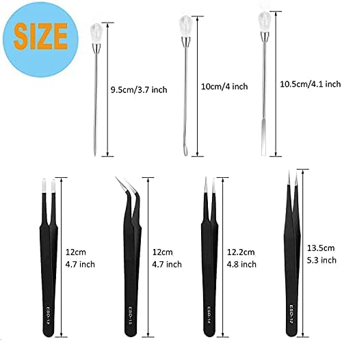 11 Pcs Resin Mold Tools Set Stirring Needle Spoon Tool Tweezers Precision Kit,Anti-Static Electronics Tweezers Set for Resin Art Crafts,Jewelry Making,DIY Silicone Epoxy Casting Resin Molds(White) - Image 2