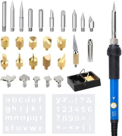 Wood Burning Kit, 32PCS Wood Burning Tool – Adjustable Temperature Soldering Iron Tool for DIY, Wood Carving, Embossing, and Craft Projects – Wood Burner Pen Set for Adults and Beginners by Unknown