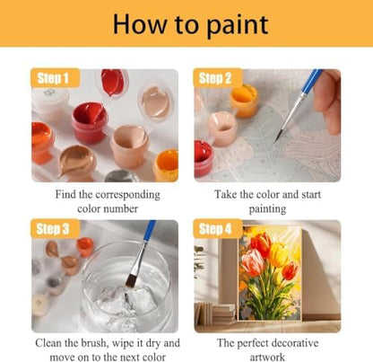 Mowana Tulips Paint by Numbers Kit for Adults Beginners - Image 4