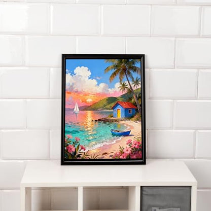 MIRCVSH Scenery Paint by Numbers Kit for Adults Beginner,Beach Cottage Landscape Paint by Number Kits on Canvas,DIY Unframed Acrylic Watercolor Painting by Number for Home Decor Gift 16x20 Inch. - Image 3