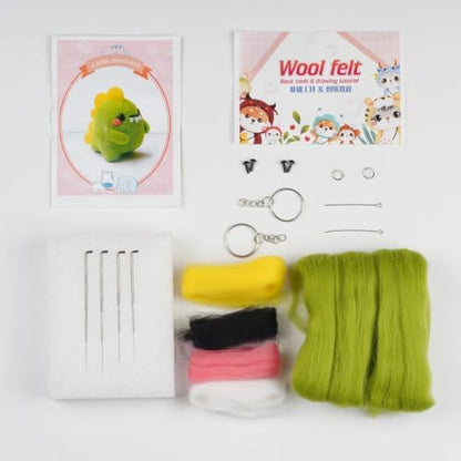 Wizardi Beginner Needle Felting Kit for Adults - Green Dino. Animal Felting Kit 4.5x3.5x4.5cm. Felting Tools. Wool Felting Supplies. Felt Crafts. Wool Felt. F07N8-W144 - Image 3